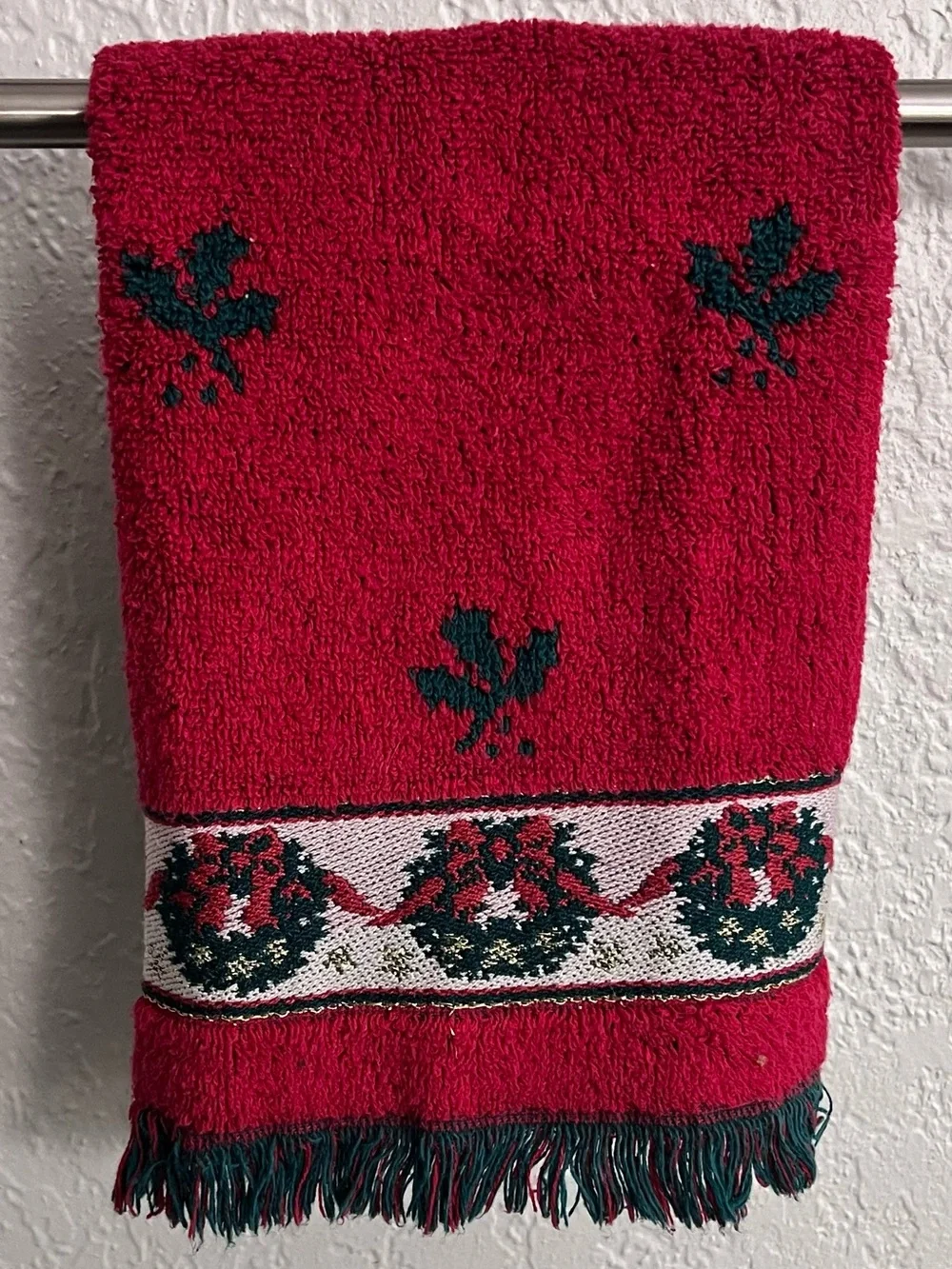 Vintage Fieldcrest Christmas Guest Towel Made in USA